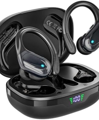 HAOYUYAN Wireless Earbuds, Sports Bluetooth Headphones, 80Hrs Playtime Ear Buds with LED Power Display, Noise Canceling Headset, IPX7 Waterproof Earphones for Workout/Running