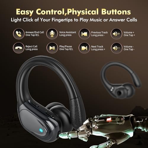 HAOYUYAN Wireless Earbuds, Sports Bluetooth Headphones, 80Hrs Playtime Ear Buds with LED Power Display, Noise Canceling Headset, IPX7 Waterproof Earphones for Workout/Running - Image 6