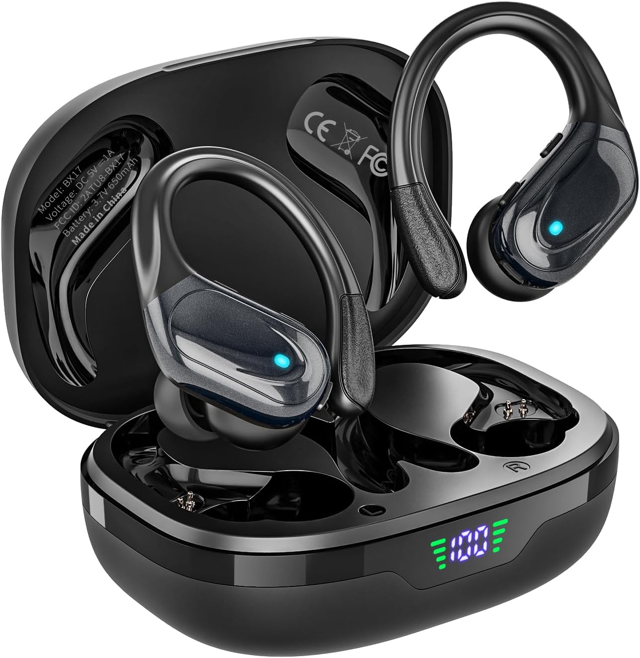HAOYUYAN Wireless Earbuds, Sports Bluetooth Headphones, 80Hrs Playtime Ear Buds with LED Power Display, Noise Canceling Headset, IPX7 Waterproof Earphones for Workout/Running - Image 8