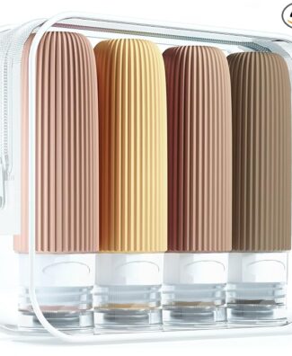 Mrsdry Travel Bottles for Toiletries, Tsa Approved 3oz Portable Travel Bottles, BPA Free Leak Proof Squeezable Silicone Travel Size Containers, Travel Accessories with Clear Toiletry Bag (4 Pack)