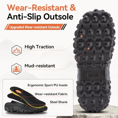 Showave Men's Rubber Boots Waterproof Rain Boots Mud Boot Comfy Sports Sole - Image 5